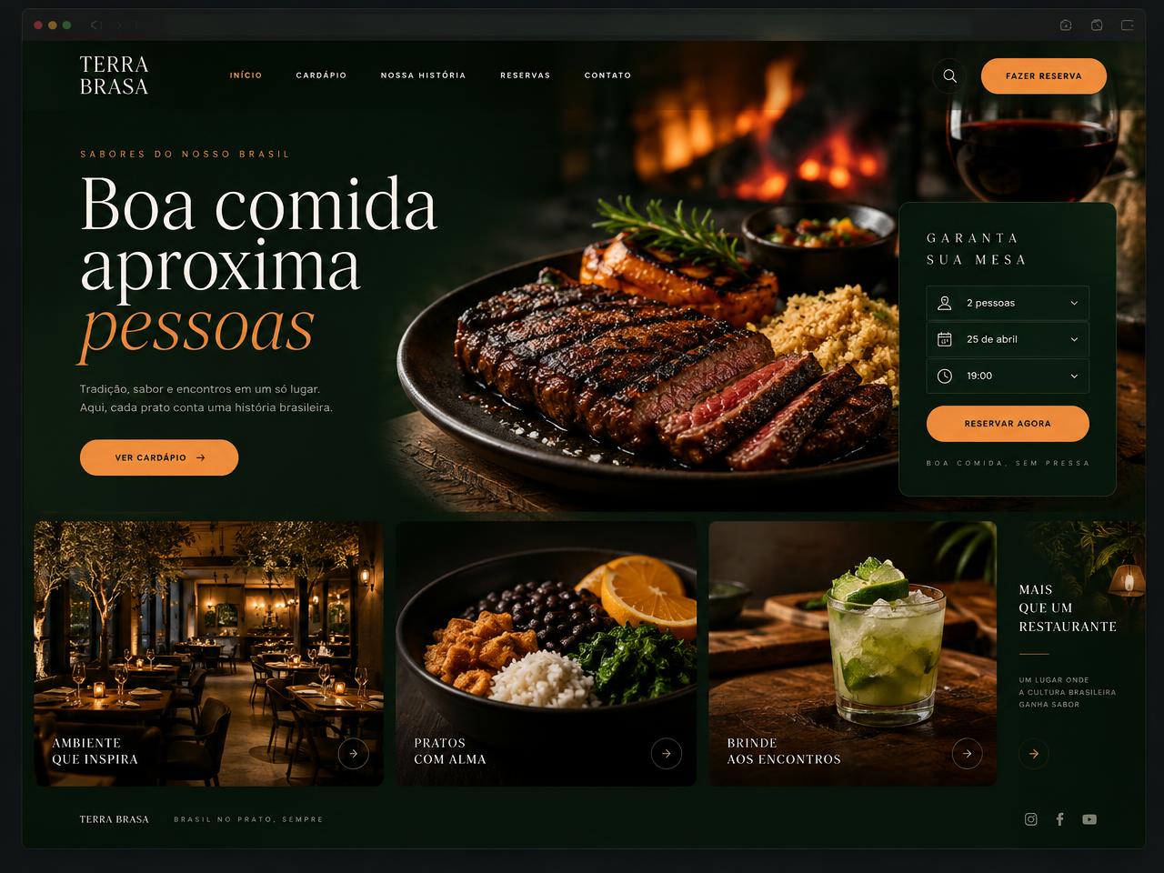Exemplo de landing page para Gastronomia