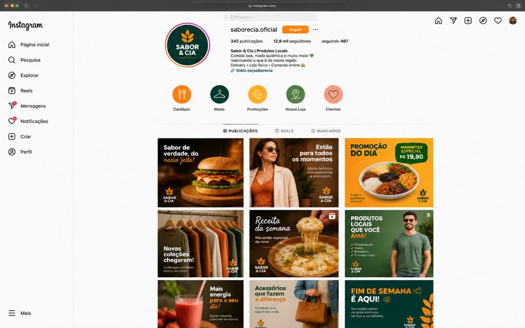 Interface da ferramenta Instagram & Conteúdo