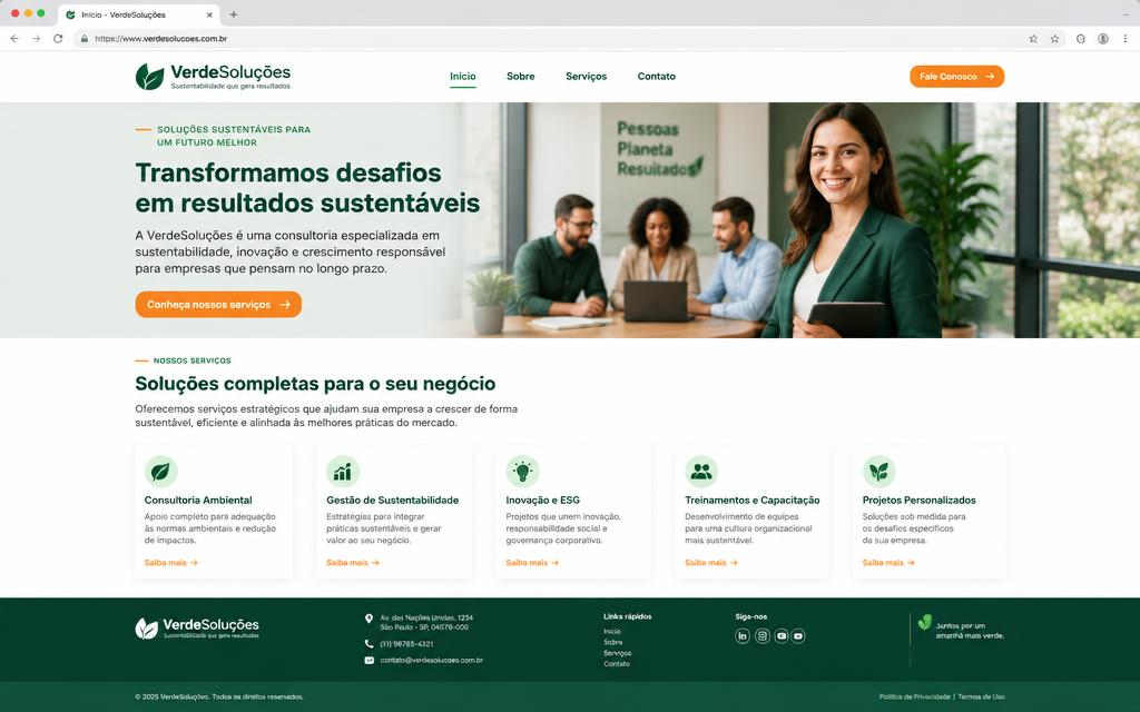 Interface da ferramenta Site Institucional